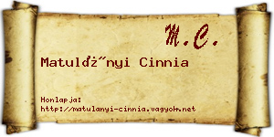 Matulányi Cinnia névjegykártya